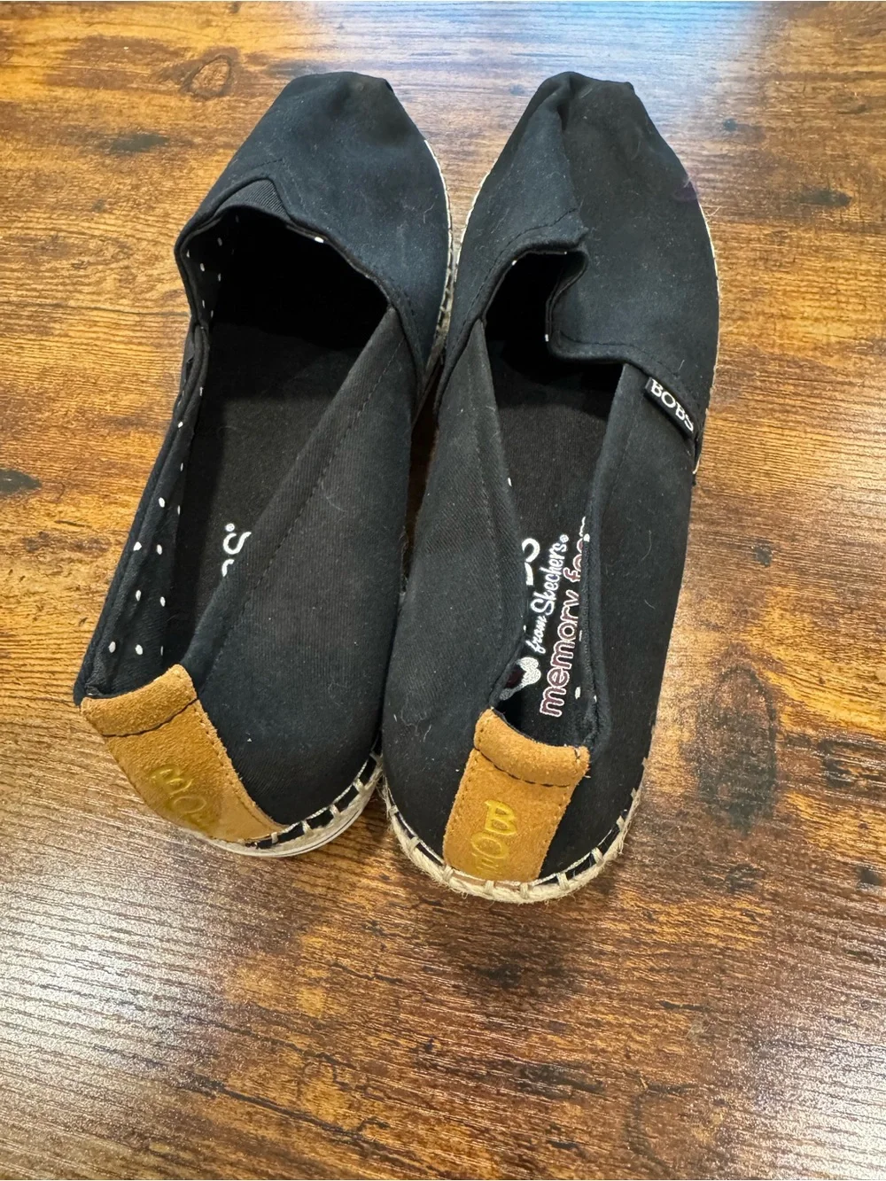 Skechers BOBS Black Espadrille Slip-On Flats in size 9.5